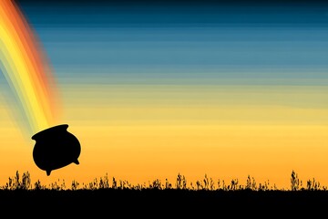 Pot of gold at rainbow's end concept