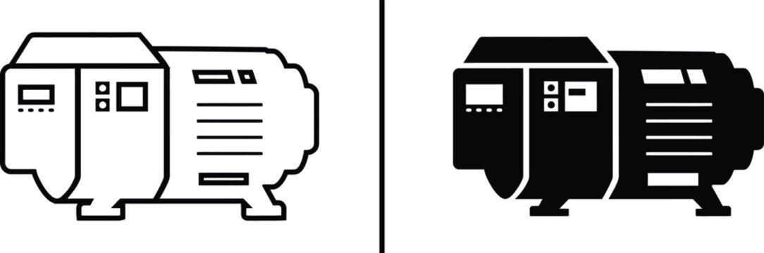Electric Motor Icon. Generator, Pump, Industrial Machinery, and Power Unit Vector