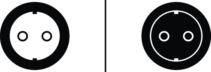 Electrical Socket Icon. Power Outlet, Receptacle, Energy Source, and Wall Vector