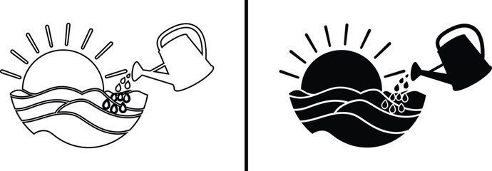 Growth Icon. Seedling, Watering, Gardening, New Beginnings, and Investment Vector