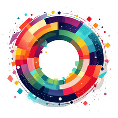 Colorful Abstract Wreath Illustration &mdash; Geometric Leaf Rings with Paint Splatter Accents, Modern Flat Vector Collection