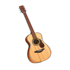 Obraz premium Detailed Acoustic Guitar Vector Cartoon Illustration