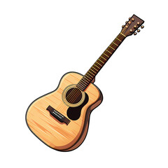 Fototapeta premium Detailed Acoustic Guitar Vector Cartoon Illustration