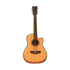 Obraz premium Detailed Acoustic Guitar Cartoon Vector Illustration
