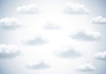 Obraz premium Fluffy white clouds scattered across a soft blue sky transparent background