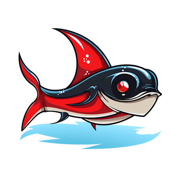 Marine Stingray Logo and Cartoon Mascot