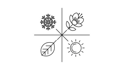 The Four Seasons: Symbolizing the cycle of life, this simple graphic uses iconic illustrations to represent the unique characteristics of each season.