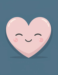 Shy heart character expressing gentle feelings