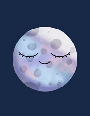 Calm moon character resting peacefully