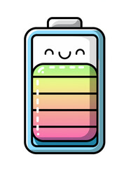 Happy battery character showing full energy