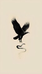 an eagle hunting a snake