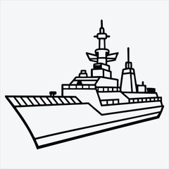 Naklejka premium Destroyer line art White background illustration Generative Ai