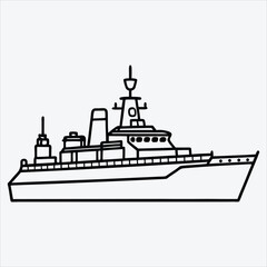 Destroyer line art White background illustration Generative Ai