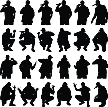 Hip hop rapper silhouettes collection