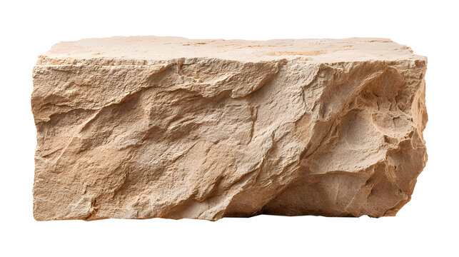 Rough sturdy sandstone block platform isolated on transparent background