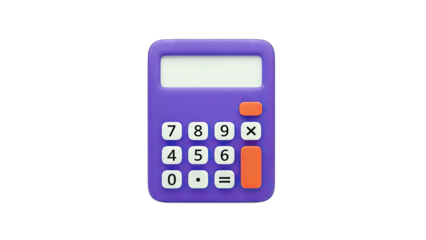 Purple Calculator Isolated on White Background