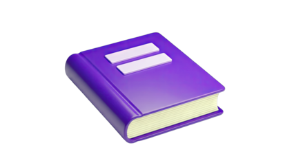 Purple Book with White Details on White Background