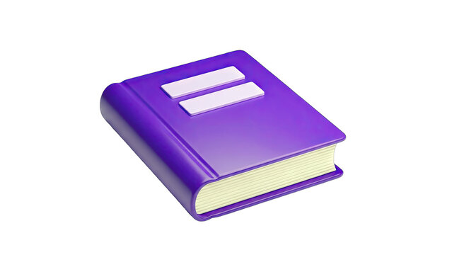 Purple Book with White Details on White Background - Powered by Adobe