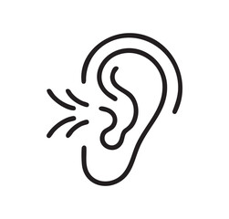 Human ear outline icon with sound waves representing active hearing and focused listening awareness 
