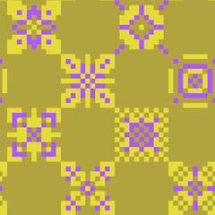Mexican multicolored Latin American background in the form of purple and yellow-green squares