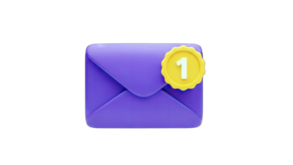 Purple Envelope with Notification Badge - New Message Concept