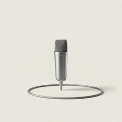A professional microphone standing upright on a clean white background