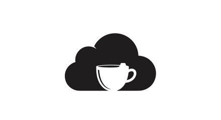 Cloud computing with coffee cup icon representing cloud-based services.