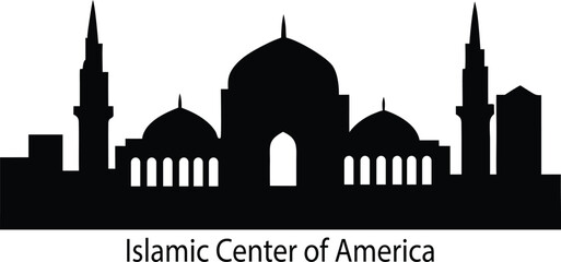 silhouette illustration of islamic center of america