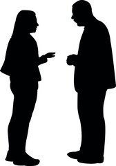 a couple making chat, silhouette vector
