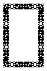 Abstract geometric digital flower pattern frame design, rectangle border, advertising banner or poster decoration. Vector illustration. 