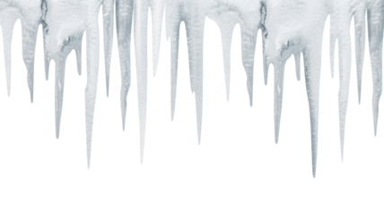 Row of sharp translucent icicles hanging down from the top edge against a solid