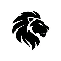 Obraz premium Black lion head silhouette illustration isolated on white background