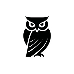 Black owl silhouette design for education and knowledge concepts