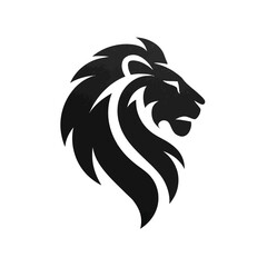 Black lion head silhouette illustration isolated on white background design