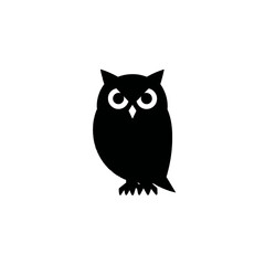 Fototapeta premium Black owl silhouette on white background for graphic design and web use