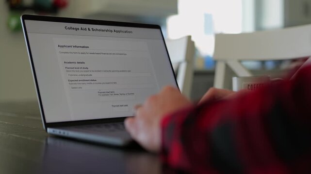 Middle Aged Man Applies for Student Loan Financial Aid and Scholarships - Never Too Late to Return to School - Adult Higher Education Growth Concept