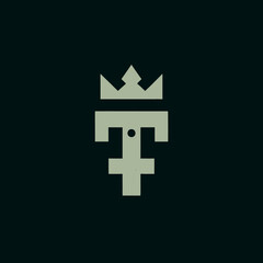 Fototapeta premium Abstract royal crown and stylized letter T logo. Modern geometric design for luxury branding and corporate identity.