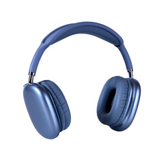 Wireless modern surround headphones in blue and gray on an isolated background