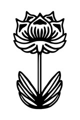 Vector black and white illustration of an abstract flower in doodle style. Floral decorative element. Основные RGB