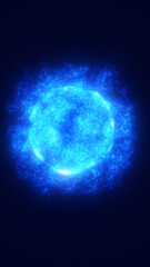 Abstract glowing blue energy burst resembling plasma or cosmic explosion, symbolizing power, motion, and digital intensity