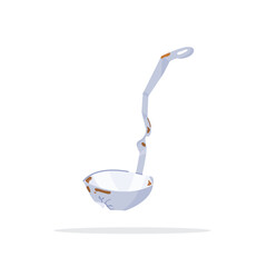 illustration of a broken and rusty aluminum ladle, household metal waste