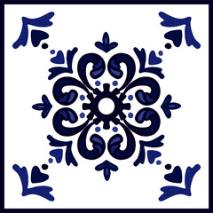 Vector symmetrical abstract square decor in ceramic tile style