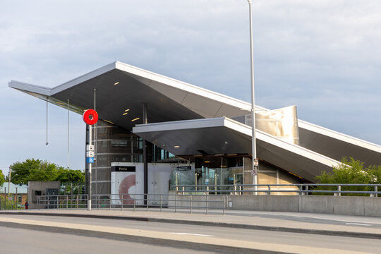 Ottawa, Canada - June 13, 2025: Pimisi Station, part of the O-Train Confederation Line in capital city