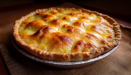 golden brown baked pie with a crispy cheesy top