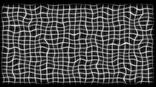 A animated white color wiggling parallel lines grid mesh pattern modern design loopable animation dark geometric background 4k video motion graphic video 