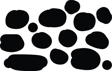 Group of Black Hand Drawn Irregular Oval Shapes on White Background black, shapes, hand