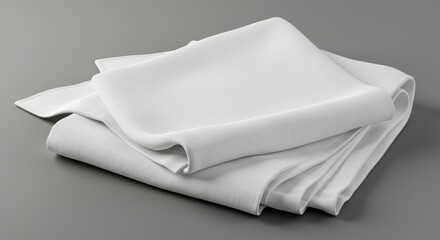 Close up of a pristine white cotton fabric bandana, neatly folded and isolated against a plain background, highlighting textile texture and softness, fashion, head, plain