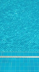 Vibrant blue water surface shimmering under intense sunlight, highlighting the clean, tiled edges of a modern, inviting swimming pool facility, coping, vibrant, health