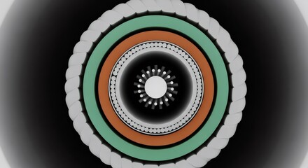 Cross section of digital cable with layers and inner core design. Concept of internet technology, data transmission, and network connection.