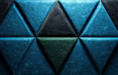 Blue and black geometric pattern with a green triangle in the center
